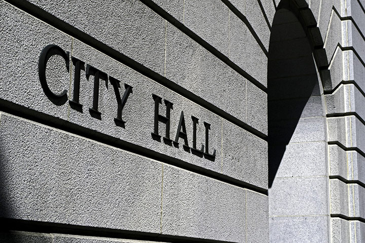 the outer walls of a city hall